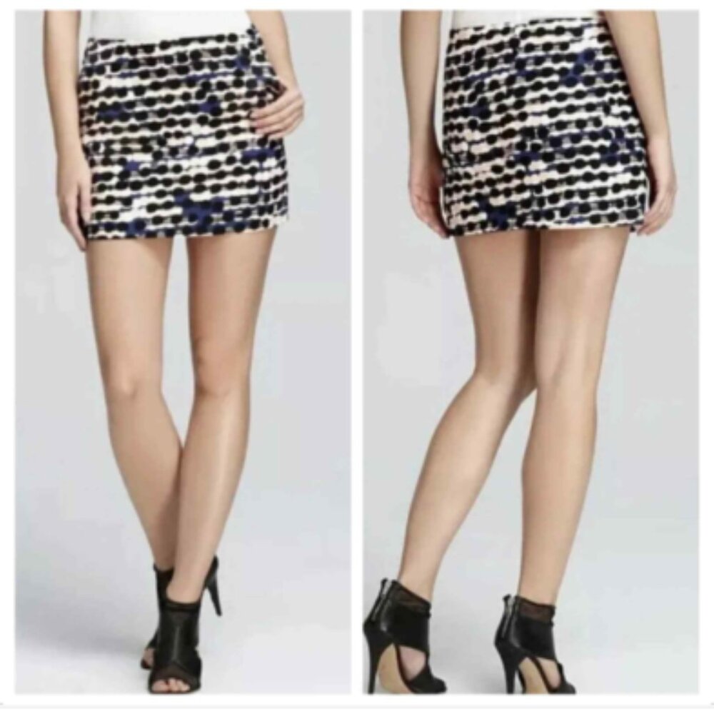 Diane Von Furstenberg DVF Nelly Skirt Pockets Lined Cotton Dot Print Size 8